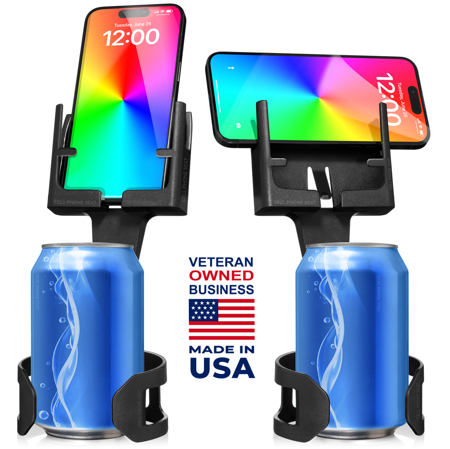 Black 2 Pack hands free cup holder cell phone mount for car