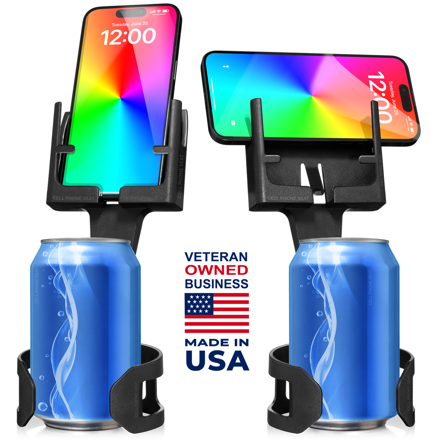 Black 2 Pack hands free cup holder cell phone mount for car