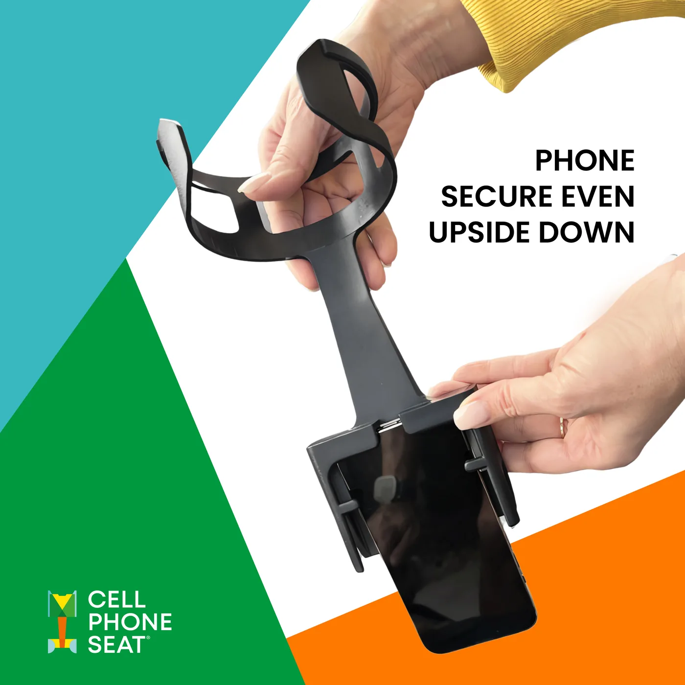 With the foam squares in place the phone stays secure, even held upside down