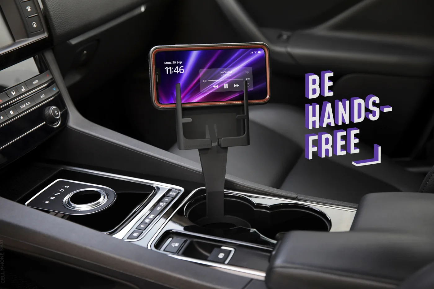 Cell Phone Seat in a car's center console cup holder
