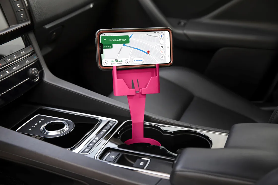 Cell Phone Seat in a center console cup holder