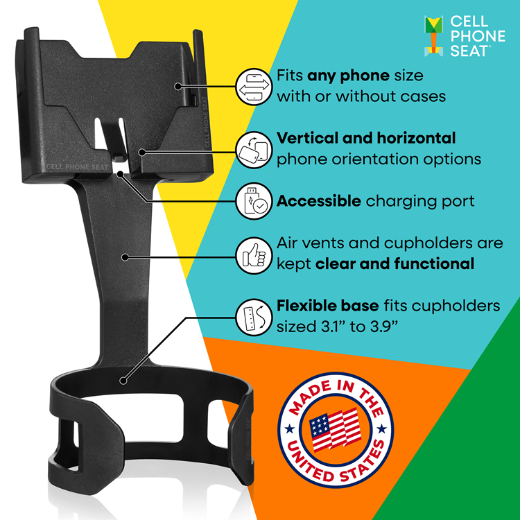 Cell Phone Seat Designed to Fit Multiple Cupholders Car Phone Mount