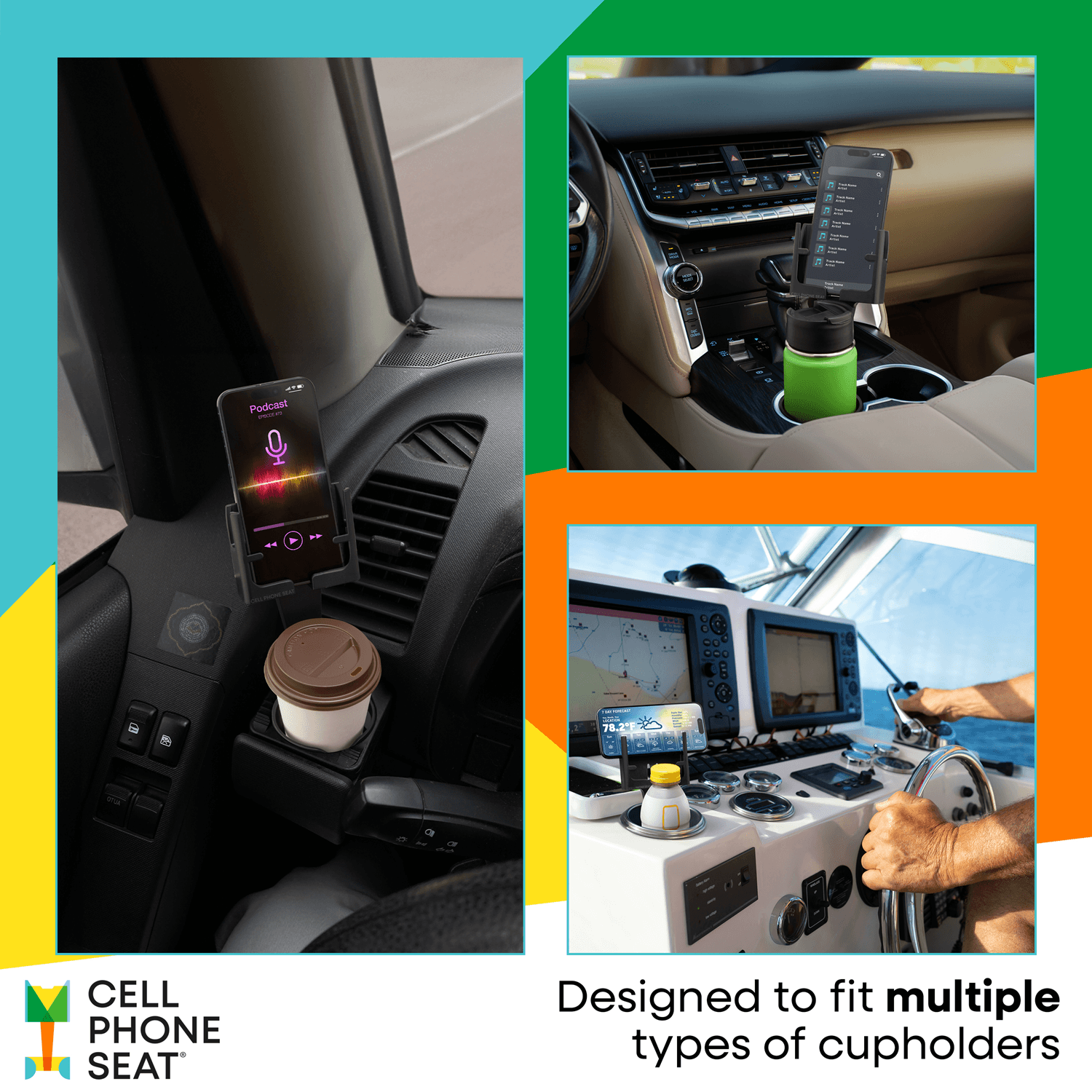 FITS MULTIPLE TYPES OF CUPHOLDERS Cell Phone Seat Cupholder Phone Mount